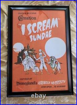 1969 Vintage Ice Scream Sundae Haunted Mansion Carnation Poster Disneyland 50th