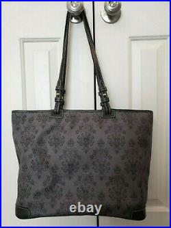 Disney Dooney & Bourke Haunted Mansion wallpaper tote gray purse bag black