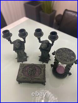 Disney Haunted Mansion Set of 4 Madame Leota Music Box, 2 Gargoyles, Hourglass
