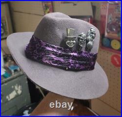 Disney Parks Haunted Mansion Ghost Fedora Hat with Pins Park Exclusive RARE