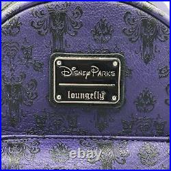 Disney Parks Loungefly X Purple Haunted Mansion Wallpaper Mini Backpack HTF