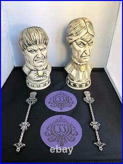 Disneyland CLUB 33 Haunted Mansion 50th Bust Tiki Mugs Swizzle Sticks Coasters