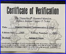 Disneyland Haunted Mansion Antique Copper Commemorative E Ticket 492/1969