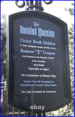 Full Size 18x27 1970s Disney World Haunted Mansion E Ticket Sign Ride Vintage