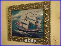 GENUINE Disney 1999 Haunted Mansion framed lenticular Pirate/Ghost ship (LE 75)