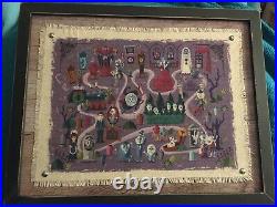 LAST ONE! Disney Haunted Mansion Cloth Framed Picture New! Beautiful Collectible
