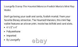 LOUNGEFLY HAUNTED MANSION FOOLISH MORTALS MINI BACKPACK & CARDHOLDER JOURNAL New