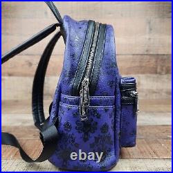 Loungefly Disney Parks Haunted Mansion Purple Wallpaper Mini Backpack