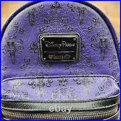 Loungefly Disney Parks Haunted Mansion Purple Wallpaper Mini Backpack