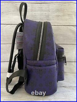 NWT Loungefly Disney Parks Haunted Mansion Wallpaper Purple Mini Backpack