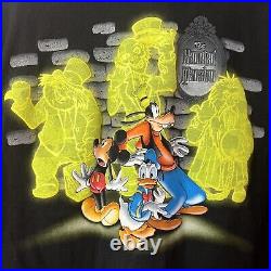 Vintage Disney Haunted Mansion Glow In The Dark XXL T-Shirt Rare Graphic Mickey