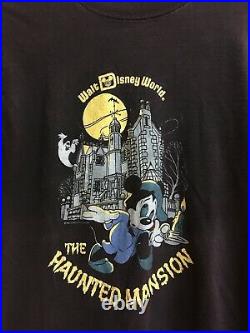 Vtg 80s Walt Disney World Theme Park Haunted Mansion Mickey Mouse Adult T-Shirt